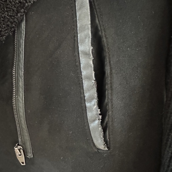 Blank NYC Sweater-Jacket Hybrid – Black Shearling Moto Style (Size M) - Picture 3 of 5